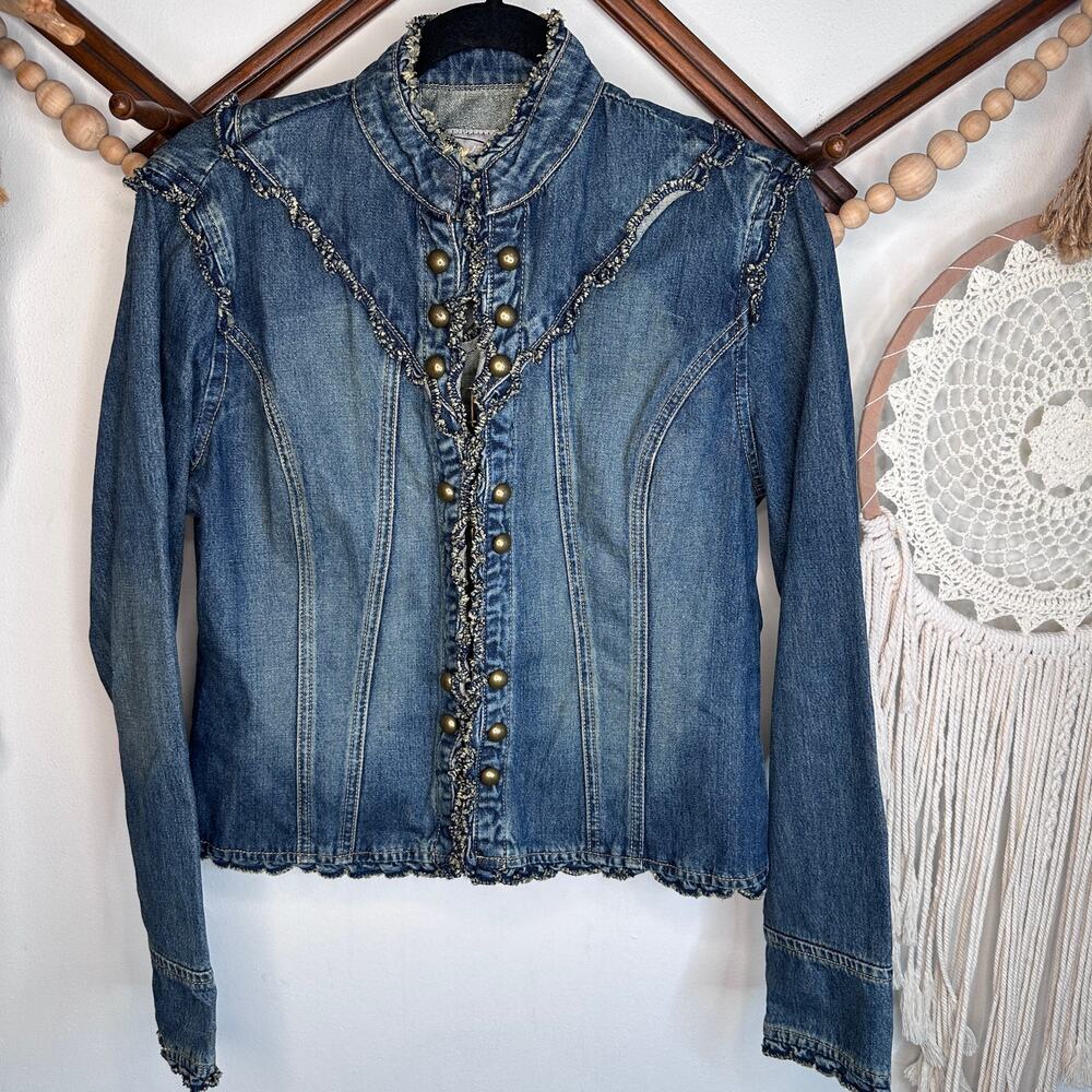 Vintage Y2K Rave Victorian Style Denim Jean Jacket